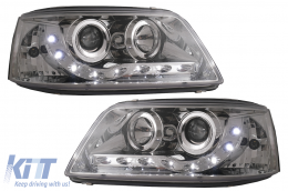 LED DRL Headlights suitable for VW Transporter T5 (04.2003-08.2009) Chrome - HLVWT5LEDC