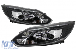 LED DRL Headlights Xenon Look suitable for FORD Focus III (2011-2014) Black - HLFFIII