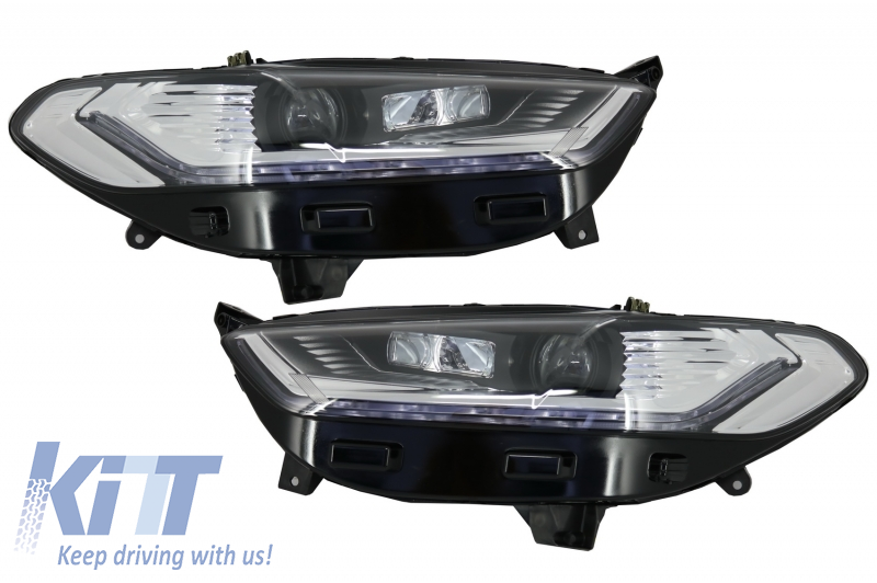 LED DRL Headlights Look suitable for Mondeo MK5 (2013-2016) Flowing Sequential Turning Lights Chrome - CarPartsTuning.com