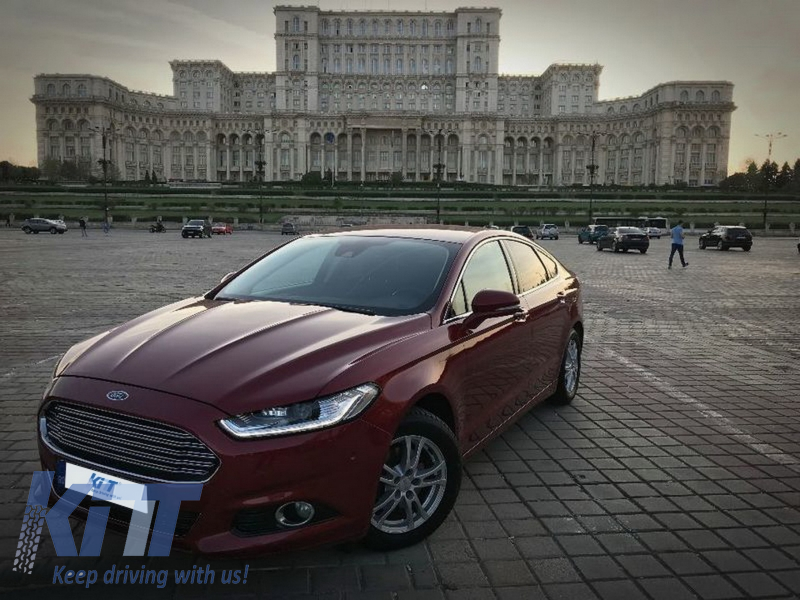 LED DRL Headlights Xenon Look suitable for Ford Mondeo MK5 Flowing Dynamic Sequential Turning Lights Chrome - CarPartsTuning.com