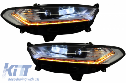 LED DRL Фарове Ксенон Look подходящи за Ford Mondeo MK5 (2013-2016) Преливащи Динамичен последователни Въртящи се светлини Хром-image-6029834