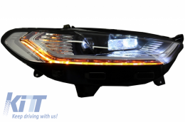 LED DRL Фарове Ксенон Look подходящи за Ford Mondeo MK5 (2013-2016) Преливащи Динамичен последователни Въртящи се светлини Хром-image-6029835
