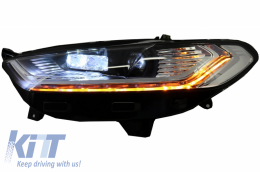 LED DRL Фарове Ксенон Look подходящи за Ford Mondeo MK5 (2013-2016) Преливащи Динамичен последователни Въртящи се светлини Хром-image-6029836
