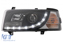 LED DRL Phares Convient pour VW Transporter T4 1990-2003 Noir-image-6089214