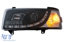 LED DRL Phares Convient pour VW Transporter T4 1990-2003 Noir-image-6089216