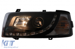 LED DRL Phares Convient pour VW Transporter T4 1990-2003 Noir-image-6089219