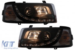 LED DRL Phares Convient pour VW Transporter T4 1990-2003 Noir-image-6089220