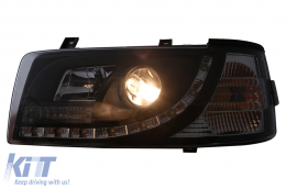 LED DRL Phares Convient pour VW Transporter T4 1990-2003 Noir-image-6089222