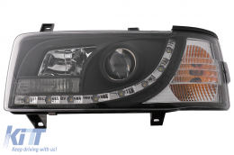 LED DRL Phares Convient pour VW Transporter T4 1990-2003 Noir-image-6089224