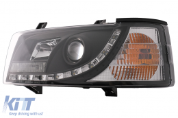 LED DRL Phares Convient pour VW Transporter T4 1990-2003 Noir-image-6089226