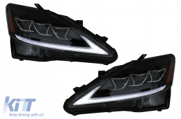 LED DRL Scheinwerfer Dynamisch Blinklicht für LEXUS IS XE20 06-13 Schwarze-image-6047675