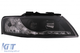 LED DRL Scheinwerfer für Audi A4 Cabriolet B6 8H7 8HE 2002-2006 Schwarz-image-6099105