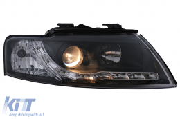 LED DRL Scheinwerfer für Audi A4 Cabriolet B6 8H7 8HE 2002-2006 Schwarz-image-6099108