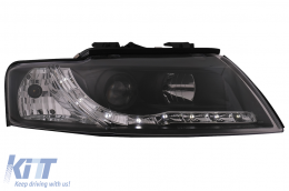 LED DRL Scheinwerfer für Audi A4 Cabriolet B6 8H7 8HE 2002-2006 Schwarz-image-6099111