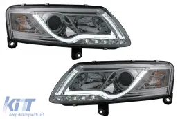 image-62-LED DRL Scheinwerfer für Audi A6 C6 4F 2004-2007 Tagesfahrlicht Chrom