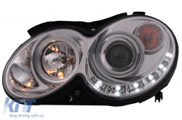 LED DRL Scheinwerfer für Mercedes CLK W209 C209 Coupe A209 Cabrio 2003-2010 Chrom-image-6093968