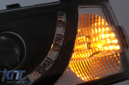 LED DRL Scheinwerfer passend für VW Transporter T4 1990-2003 Schwarz-image-6089218