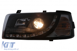 LED DRL Scheinwerfer passend für VW Transporter T4 1990-2003 Schwarz-image-6089222