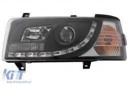 LED DRL Scheinwerfer passend für VW Transporter T4 1990-2003 Schwarz-image-6089224
