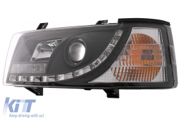LED DRL Scheinwerfer passend für VW Transporter T4 1990-2003 Schwarz-image-6089226