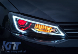 Фарове LED DRL , подходящи за VW Jetta Mk6 VI (2011-2017) Bi-Xenon Дизайн Динамичен Flowing Signals Demon Look-image-6021077