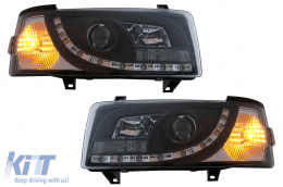 LED DRL Фарове подходящи за VW Transporter T4 (1990-2003) Черен-image-6089217