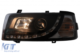 LED DRL Фарове подходящи за VW Transporter T4 (1990-2003) Черен-image-6089219