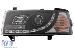 LED DRL Фарове подходящи за VW Transporter T4 (1990-2003) Черен-image-6089224