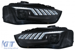 LED DRL Xenon Headlights suitable for AUDI A4 B8.5 Facelift (2012-2015) Dynamic Sequential Turning Light Black - HLAUA4B8FHTT