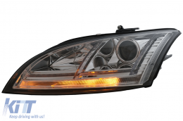 LED DRL Xenon Headlights suitable for Audi TT 8J (2006-2010) Dynamic Sequential Turning Light Chrome-image-6111491