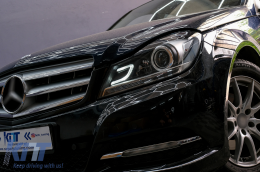 LED DRL Фарове подходящи за Mercedes C-Class W204 S204 C204 Facelift (2011-2014) Черен-image-6095139