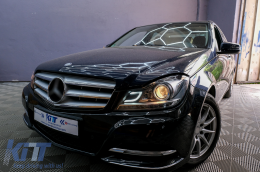 LED DRL Фарове подходящи за Mercedes C-Class W204 S204 C204 Facelift (2011-2014) Черен-image-6095140