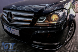 LED DRL Фарове подходящи за Mercedes C-Class W204 S204 C204 Facelift (2011-2014) Черен-image-6095141