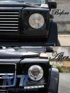 Капаци за фарове с LED DRL дневни светлини подходящи за Mercedes G-Class W463 (1989-up) G65 Дизайн Хром-image-6039284