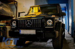 Капаци за фарове с LED DRL дневни светлини, подходящи за Mercedes G-Class W463 (1989-2012) G65 Дизайн Черен-image-6039277