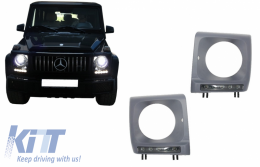 Капаци за фарове с LED DRL дневни светлини, подходящи за Mercedes G-Class W463 (1989-2012) G65 Дизайн Черен-image-6039278