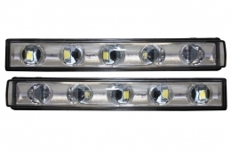 Капаци за фарове LED DRL Хром подходящи за Mercedes G-Class W463 (1989-2012) G65 Дизайн с Черен Фарове Bi-Xenon Look-image-6020073