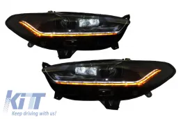 image-3-LED DRL Фарове , подходящи за Ford Mondeo MK5 (2013-2016) Преливащи Динамичен последователни Въртящи се светлини Черен