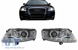 Ксенон Фарове LED DRL подходящи за Audi A6 C6 4F (04.2004-2008) Хром Без AFS-image-6053863