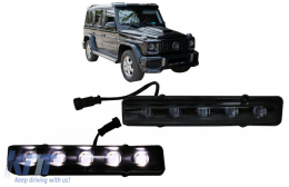 LED DRL Черен дневни светлини подходящи за Mercedes G-Class W463 (1989-2012) G65 Дизайн Черен-image-6079325