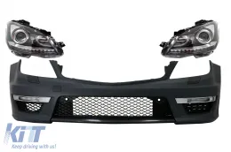 image-9-Предна Броня с LED DRL Фарове , подходящи за Mercedes C-Class W204 (2012-2014) C63 Facelift Bi-Xenon Дизайн