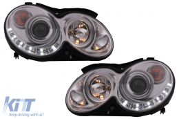 LED DRL Фарове подходящи за Mercedes CLK W209 C209 Купе A209 Кабрио (2003-2010) Хром-image-6093967