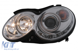 LED DRL Фарове подходящи за Mercedes CLK W209 C209 Купе A209 Кабрио (2003-2010) Хром-image-6093971