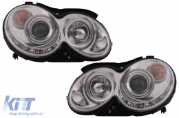 LED DRL Фарове подходящи за Mercedes CLK W209 C209 Купе A209 Кабрио (2003-2010) Хром-image-6093978