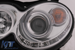 LED DRL Фарове подходящи за Mercedes CLK W209 C209 Купе A209 Кабрио (2003-2010) Хром-image-6093979