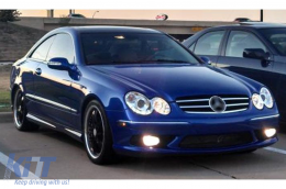 LED DRL Фарове подходящи за Mercedes CLK W209 C209 Купе A209 Кабрио (2003-2010) Хром-image-6093986