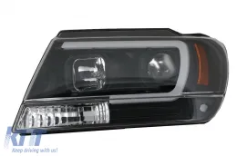 LED fényszóró Jeep Grand Cherokee (1999-2004), fénycsöves, fekete-image-6068542