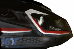 LED fényszórók LED dinamikus irányjelzőkkel és hűtőráccsal VW Golf 7 VII (2013-2017) R Look piros-image-6048441