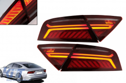 LED Feux Arrières Cerise Rouge Fumée pour AUDI A7 4G 2010-2014 Facelift Look-image-6079249