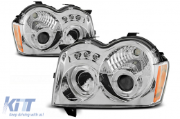 image-61-LED Halo Angel Eyes Headlights suitable for Chrysler Jeep Grand Cherokee (2005-2008) Chrome